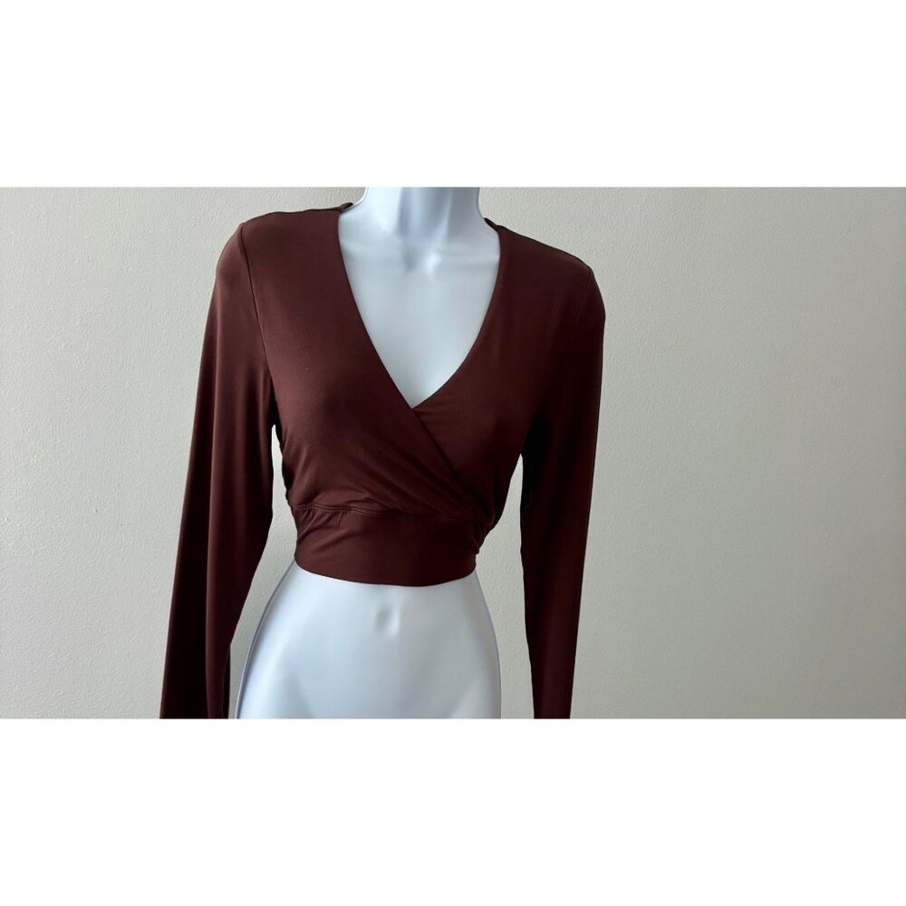Klassy Network Top Large Deep V-Neck Cropped Wrap Y2K Dark Academia Street Style - Picture 2 of 13